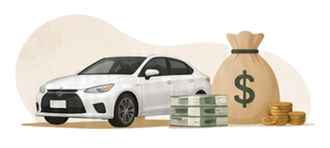借款範例汽車與現金插圖